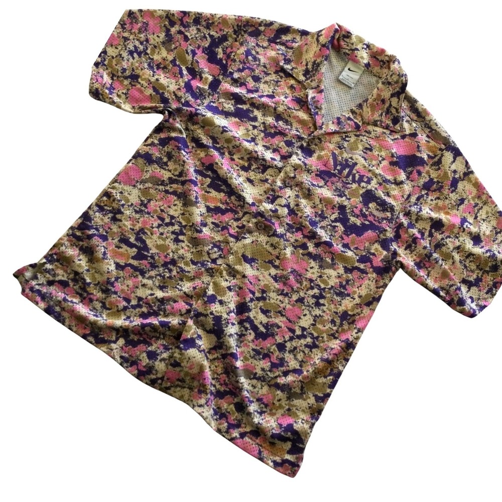 Nike Trek Division Los Angeles Dri-FIT Mesh‎ Button Up Shirt Mens Small Camo